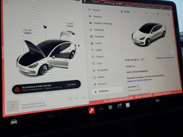 Photo 8 VIN: 5YJ3E1EA7NF359330 - TESLA MODEL 3 