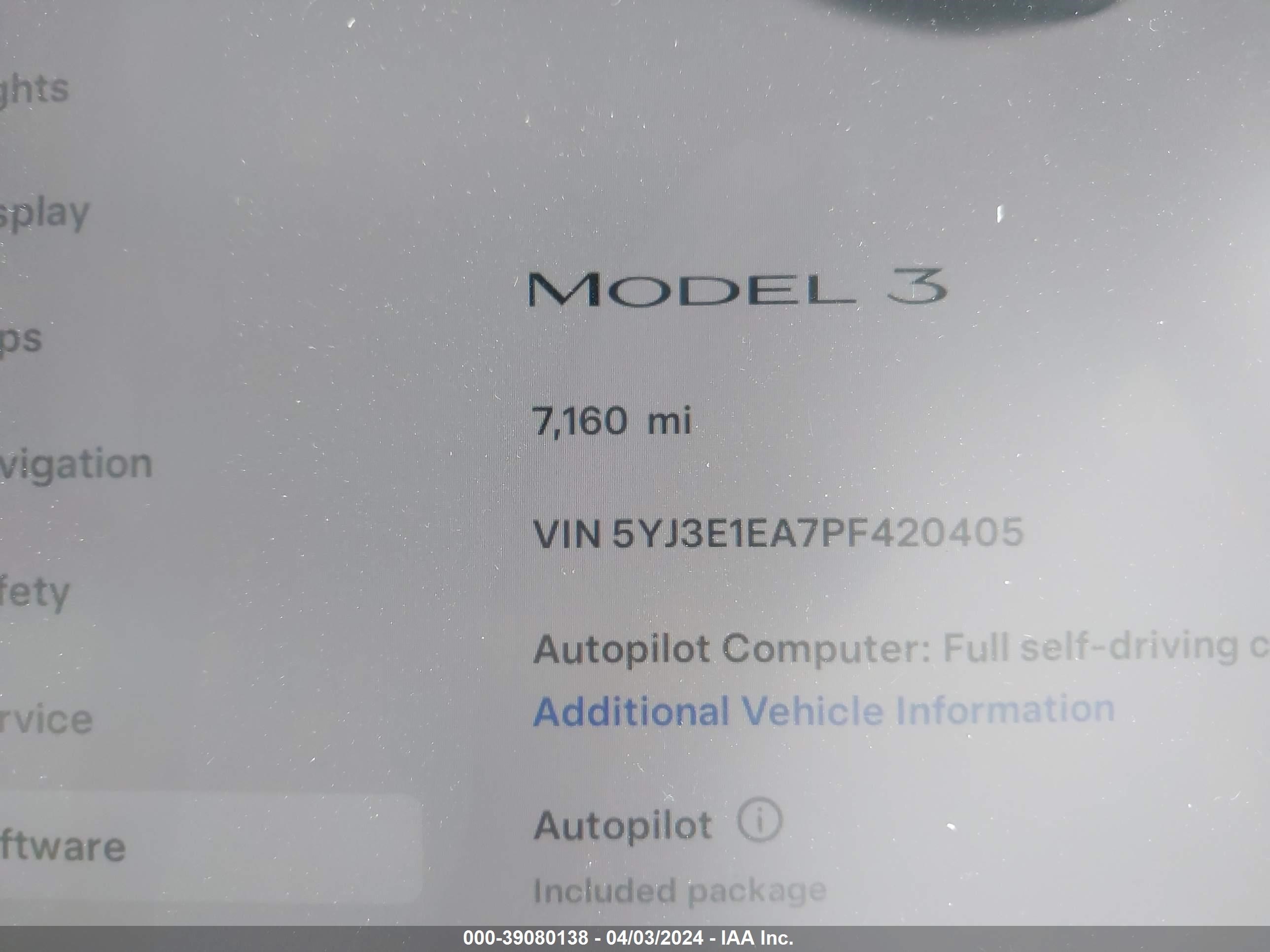 Photo 6 VIN: 5YJ3E1EA7PF420405 - TESLA MODEL 3 