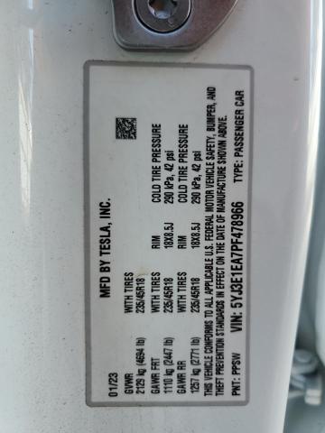 Photo 12 VIN: 5YJ3E1EA7PF478966 - TESLA MODEL 3 