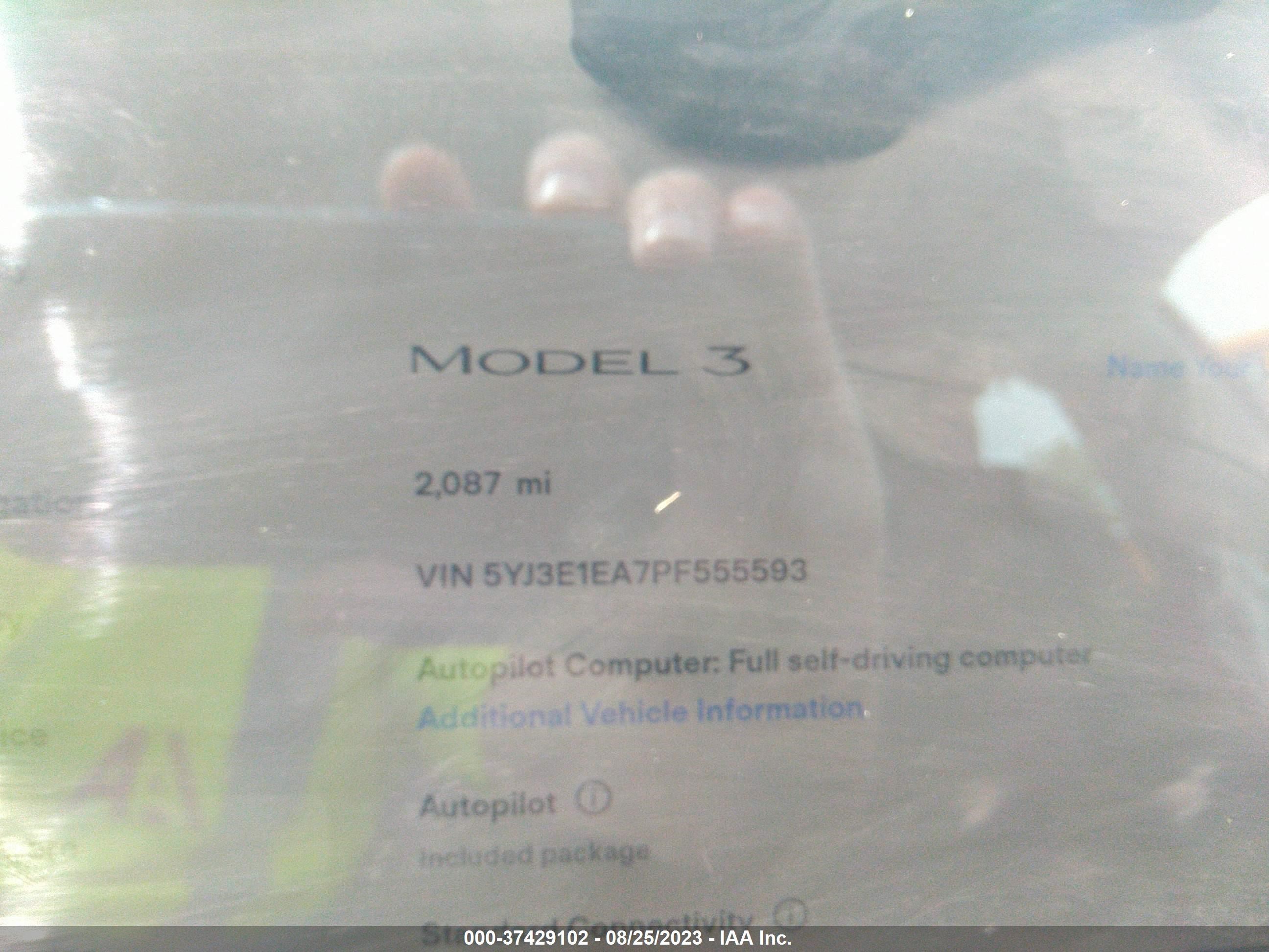 Photo 6 VIN: 5YJ3E1EA7PF555593 - TESLA MODEL 3 