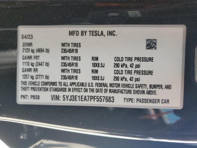 Photo 11 VIN: 5YJ3E1EA7PF557683 - TESLA MODEL 3 