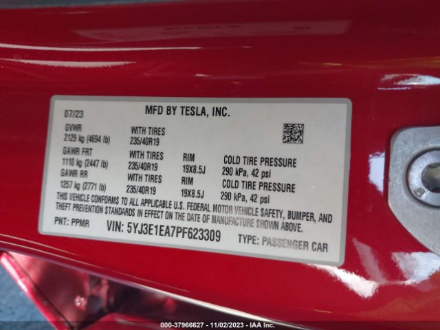 Photo 8 VIN: 5YJ3E1EA7PF623309 - TESLA MODEL 3 