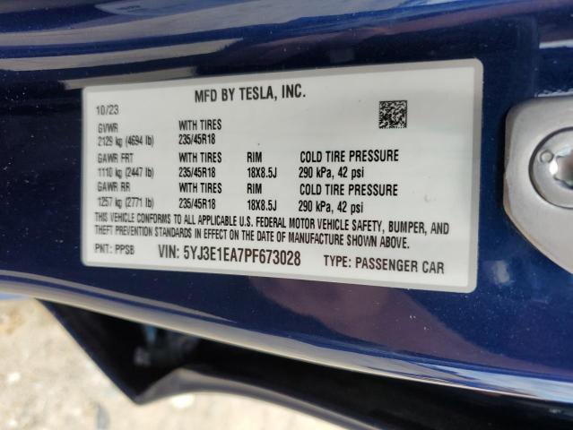 Photo 11 VIN: 5YJ3E1EA7PF673028 - TESLA MODEL 3 