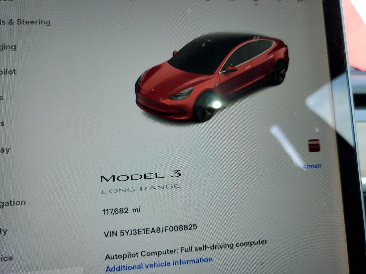 Photo 8 VIN: 5YJ3E1EA8JF008825 - TESLA MODEL 3 