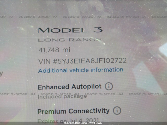 Photo 6 VIN: 5YJ3E1EA8JF102722 - TESLA MODEL 3 