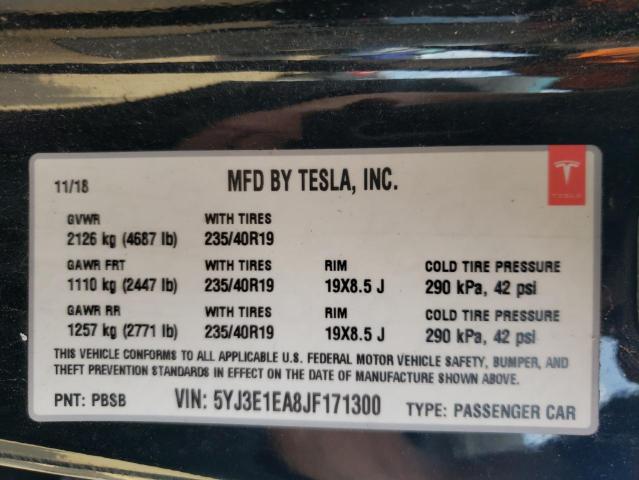 Photo 11 VIN: 5YJ3E1EA8JF171300 - TESLA MODEL 3 