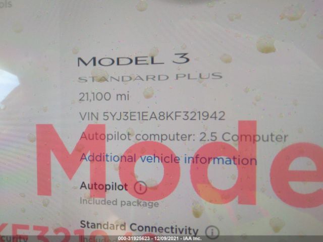 Photo 6 VIN: 5YJ3E1EA8KF321942 - TESLA MODEL 3 