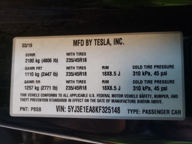 Photo 9 VIN: 5YJ3E1EA8KF325148 - TESLA MODEL 3 