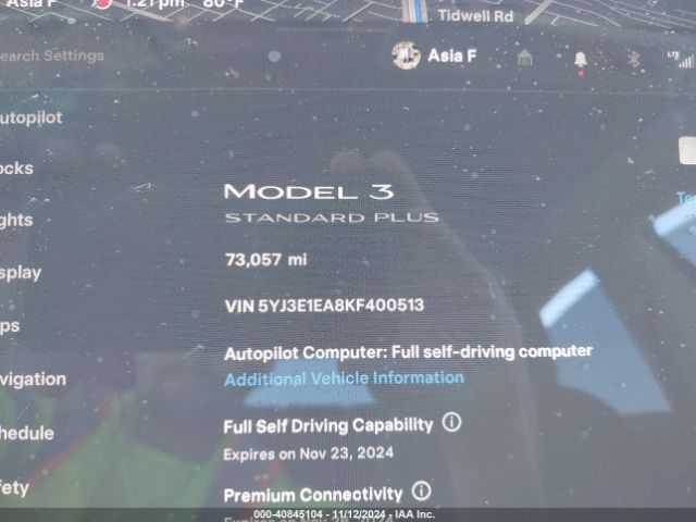 Photo 6 VIN: 5YJ3E1EA8KF400513 - TESLA MODEL 3 