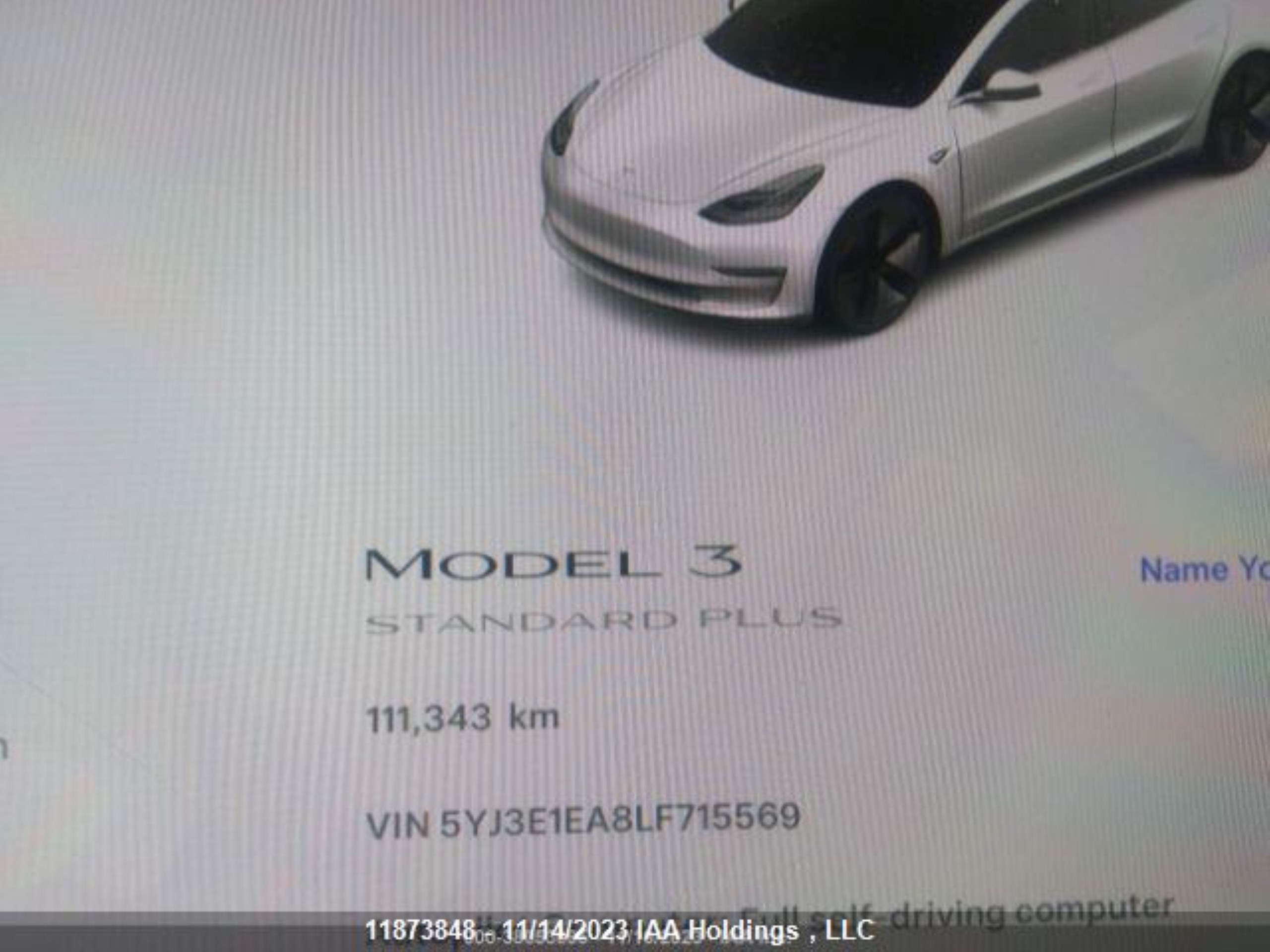 Photo 16 VIN: 5YJ3E1EA8LF715569 - TESLA MODEL 3 