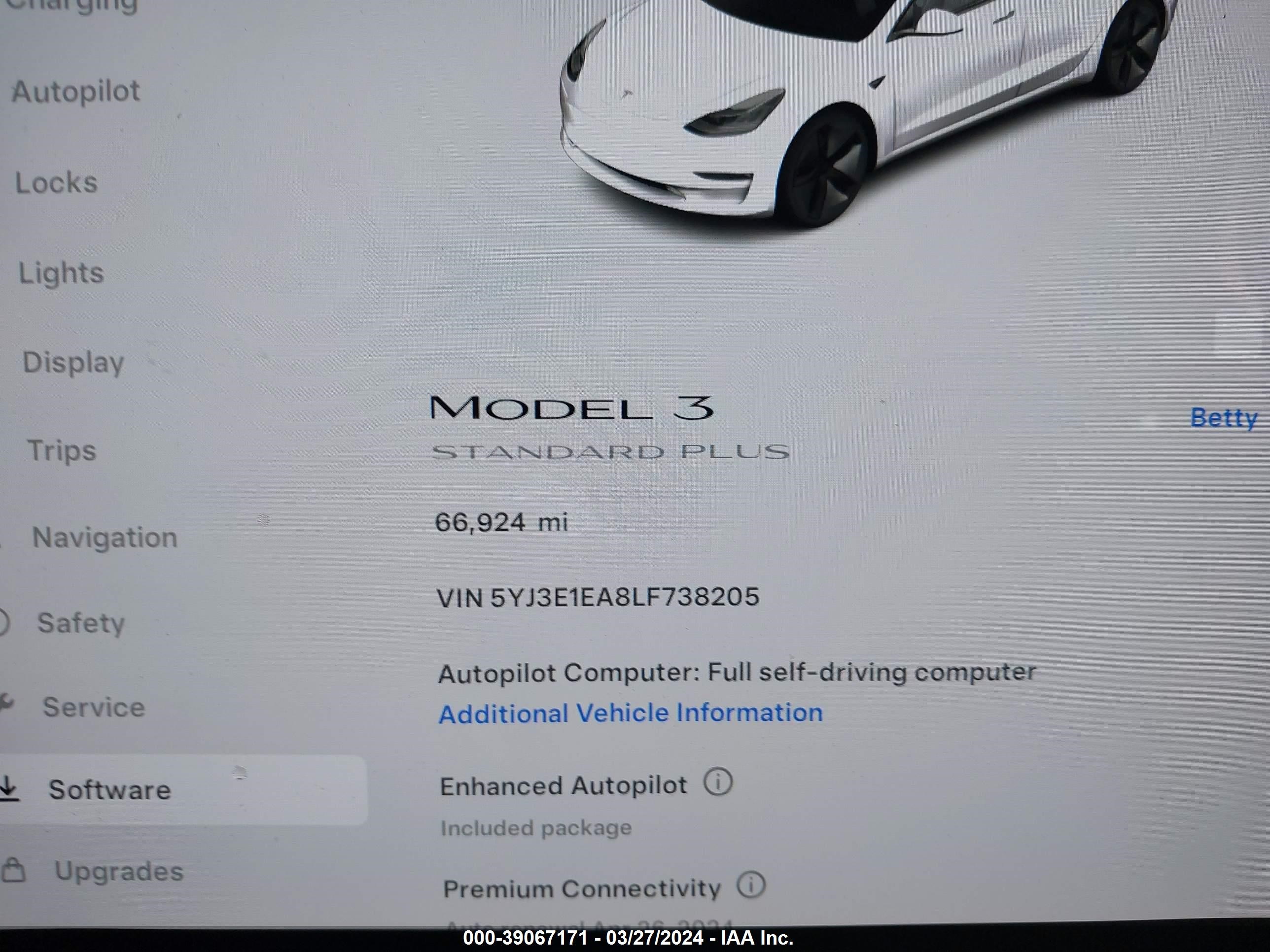 Photo 14 VIN: 5YJ3E1EA8LF738205 - TESLA MODEL 3 