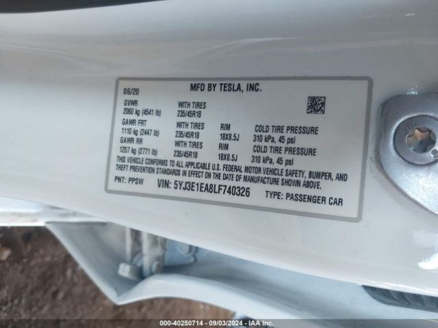 Photo 8 VIN: 5YJ3E1EA8LF740326 - TESLA MODEL 3 