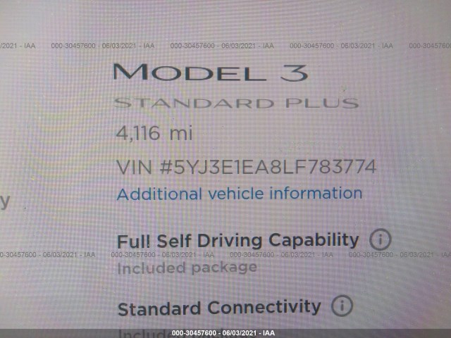 Photo 6 VIN: 5YJ3E1EA8LF783774 - TESLA MODEL 3 