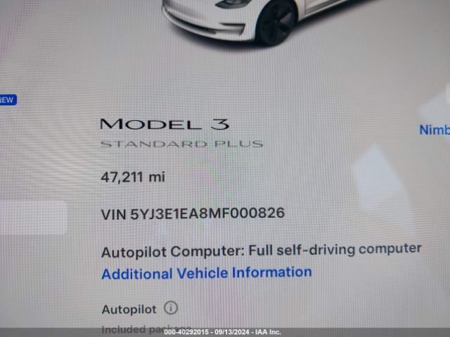 Photo 6 VIN: 5YJ3E1EA8MF000826 - TESLA MODEL 3 