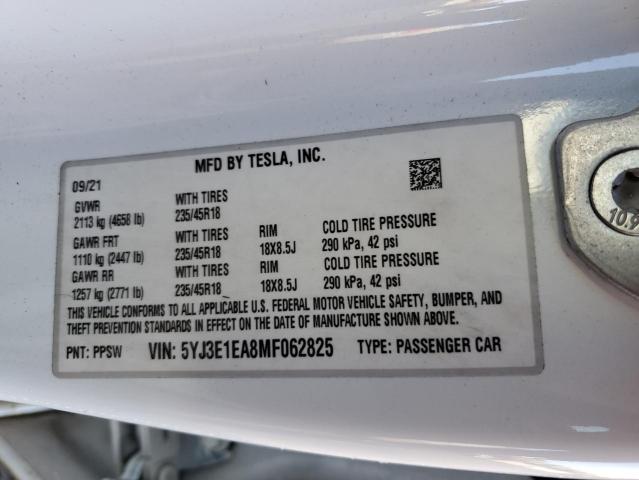 Photo 11 VIN: 5YJ3E1EA8MF062825 - TESLA MODEL 3 