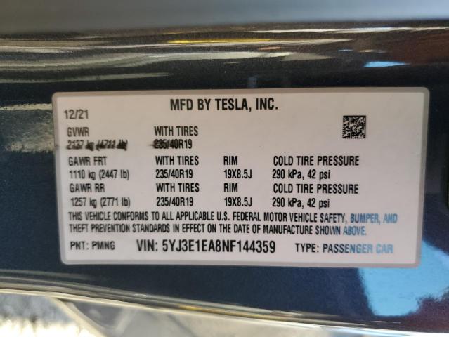 Photo 11 VIN: 5YJ3E1EA8NF144359 - TESLA MODEL 3 