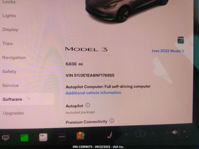 Photo 6 VIN: 5YJ3E1EA8NF176955 - TESLA MODEL 3 