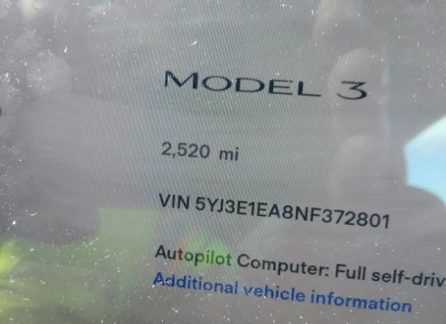 Photo 6 VIN: 5YJ3E1EA8NF372801 - TESLA MODEL 3 