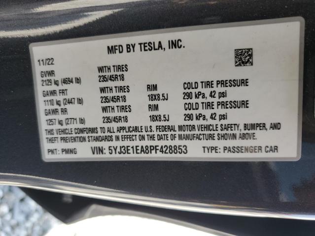 Photo 11 VIN: 5YJ3E1EA8PF428853 - TESLA MODEL 3 