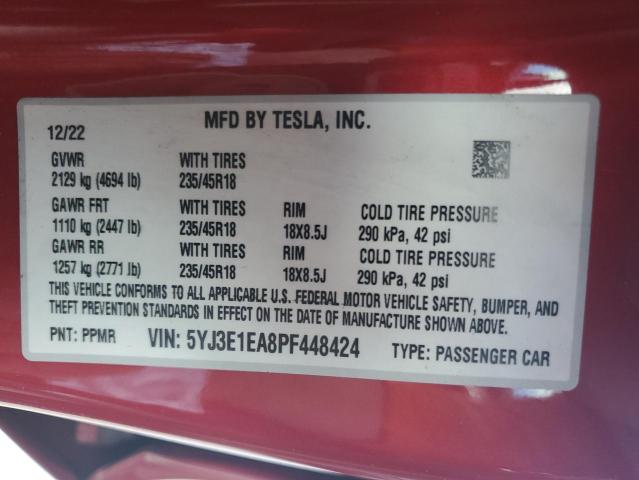 Photo 12 VIN: 5YJ3E1EA8PF448424 - TESLA MODEL 3 