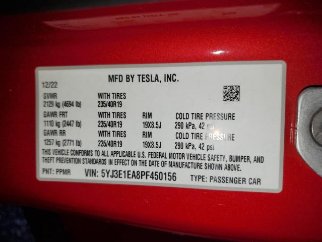 Photo 11 VIN: 5YJ3E1EA8PF450156 - TESLA MODEL 3 