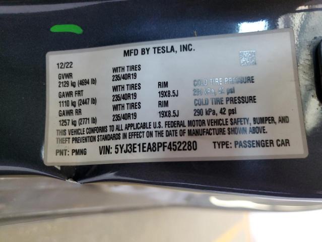 Photo 11 VIN: 5YJ3E1EA8PF452280 - TESLA MODEL 3 