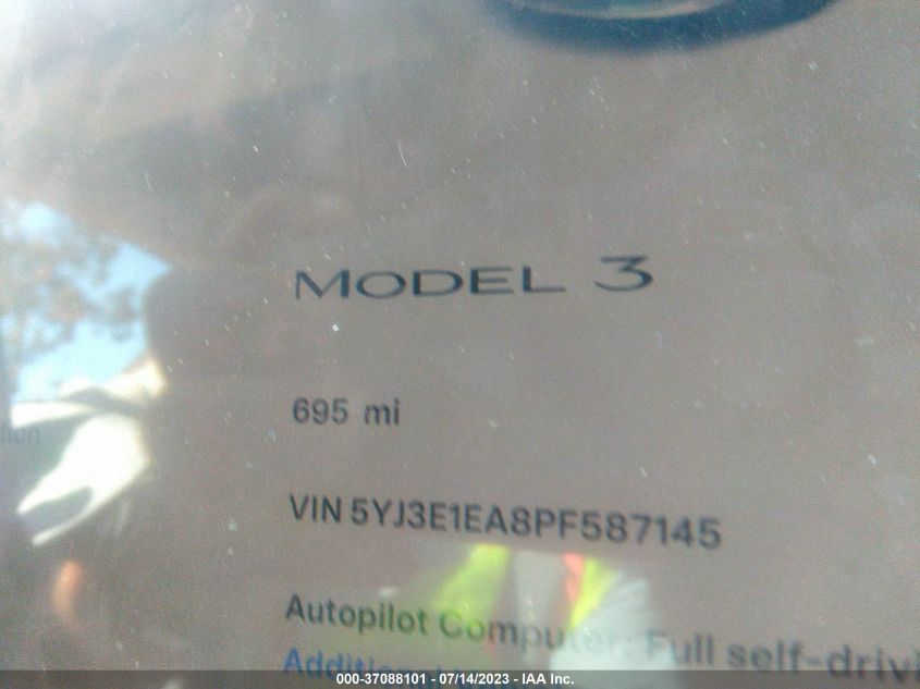 Photo 14 VIN: 5YJ3E1EA8PF587145 - TESLA MODEL 3 