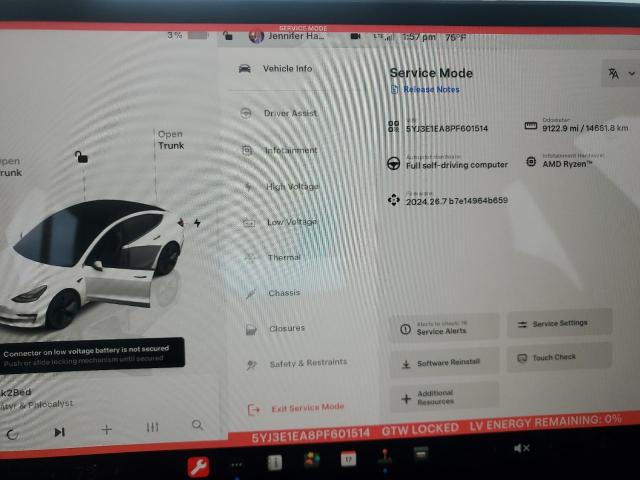 Photo 8 VIN: 5YJ3E1EA8PF601514 - TESLA MODEL 3 