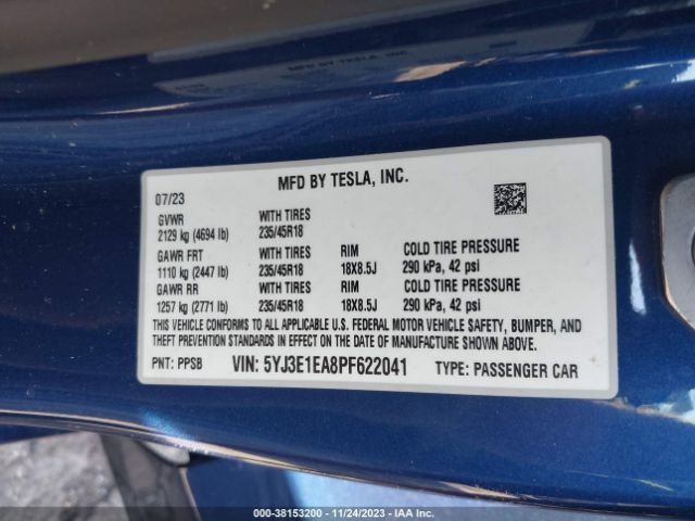 Photo 8 VIN: 5YJ3E1EA8PF622041 - TESLA MODEL 3 