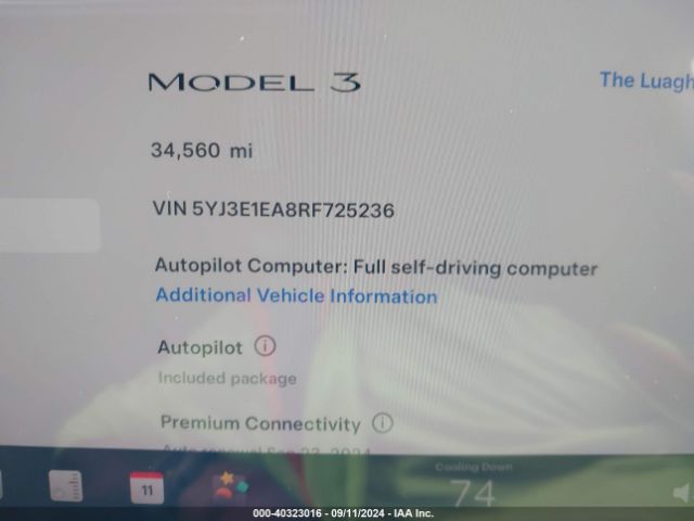 Photo 8 VIN: 5YJ3E1EA8RF725236 - TESLA MODEL 3 