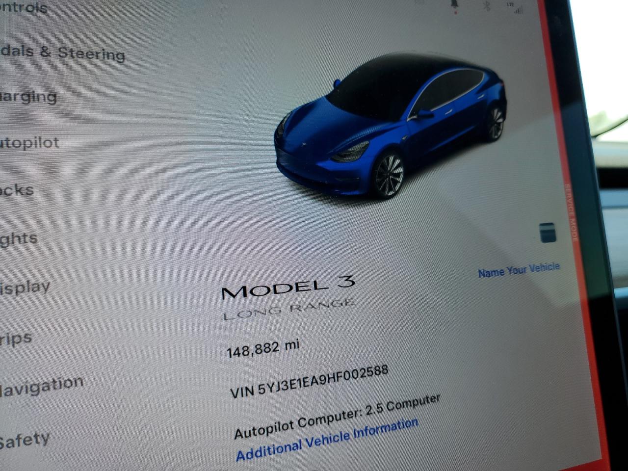 Photo 8 VIN: 5YJ3E1EA9HF002588 - TESLA MODEL 3 