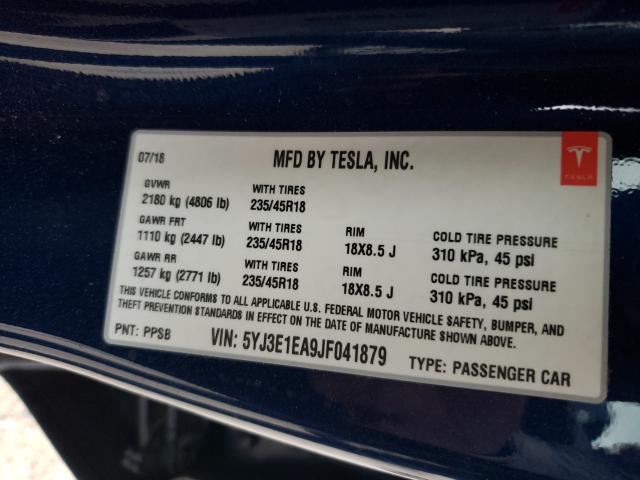 Photo 9 VIN: 5YJ3E1EA9JF041879 - TESLA MODEL 3 