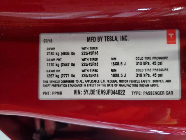 Photo 12 VIN: 5YJ3E1EA9JF044622 - TESLA MODEL 3 