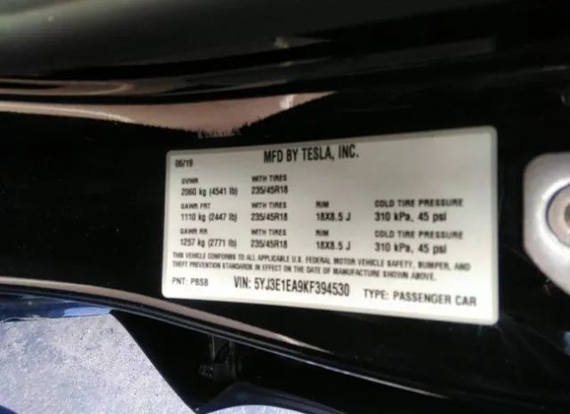 Photo 8 VIN: 5YJ3E1EA9KF394530 - TESLA MODEL 3 