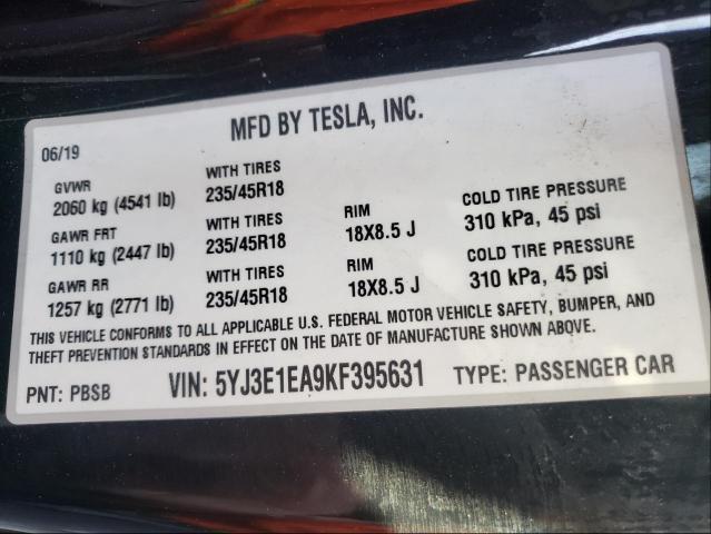 Photo 9 VIN: 5YJ3E1EA9KF395631 - TESLA MODEL 3 