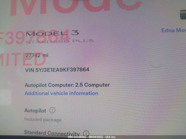 Photo 6 VIN: 5YJ3E1EA9KF397864 - TESLA MODEL 3 