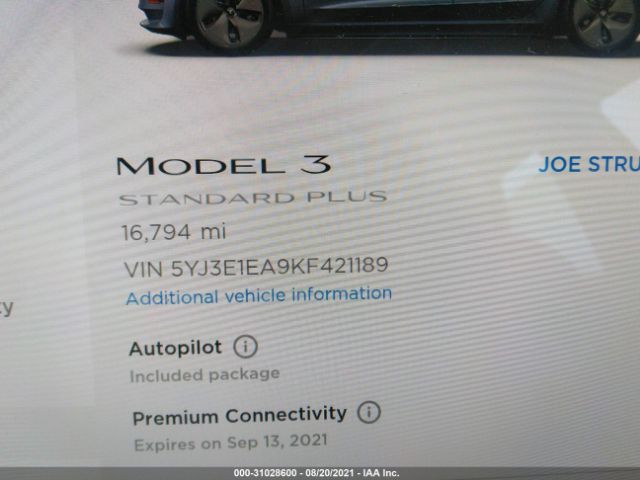 Photo 6 VIN: 5YJ3E1EA9KF421189 - TESLA MODEL 3 