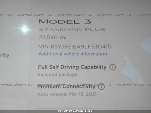 Photo 6 VIN: 5YJ3E1EA9LF530415 - TESLA MODEL 3 