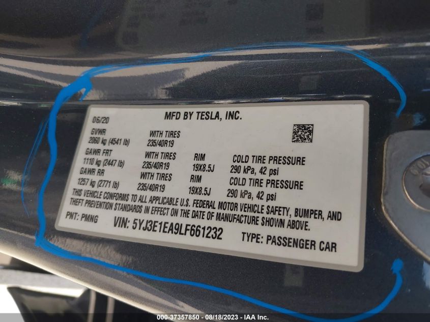 Photo 8 VIN: 5YJ3E1EA9LF661232 - TESLA MODEL 3 