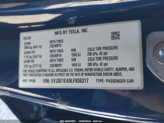 Photo 8 VIN: 5YJ3E1EA9LF806317 - TESLA MODEL 3 