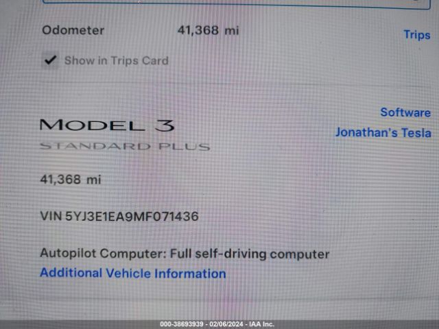 Photo 6 VIN: 5YJ3E1EA9MF071436 - TESLA MODEL 3 