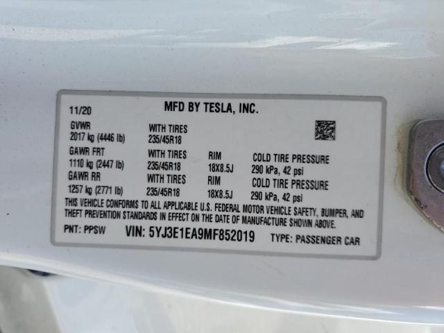 Photo 11 VIN: 5YJ3E1EA9MF852019 - TESLA MODEL 3 