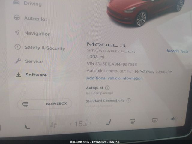 Photo 6 VIN: 5YJ3E1EA9MF987646 - TESLA MODEL 3 