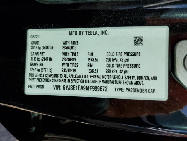 Photo 11 VIN: 5YJ3E1EA9MF989672 - TESLA MODEL 3 