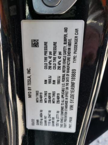 Photo 12 VIN: 5YJ3E1EA9NF189889 - TESLA MODEL 3 