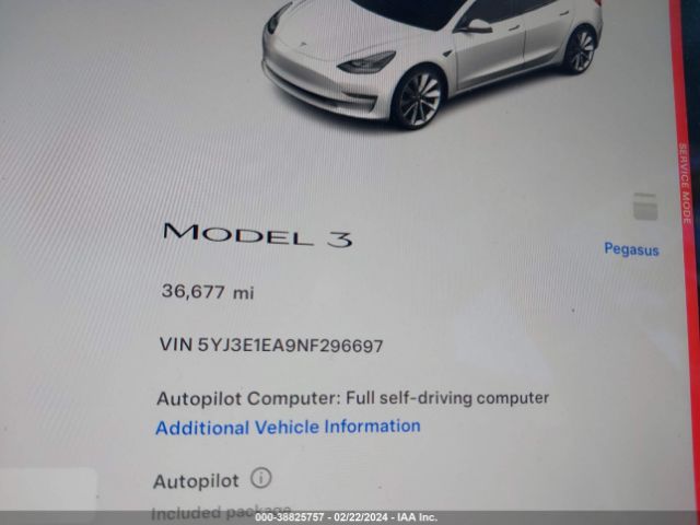 Photo 6 VIN: 5YJ3E1EA9NF296697 - TESLA MODEL 3 