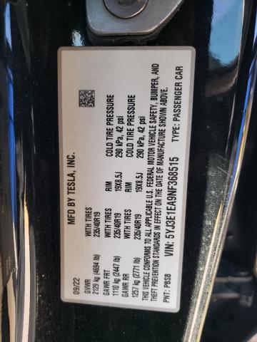 Photo 11 VIN: 5YJ3E1EA9NF368515 - TESLA MODEL 3 