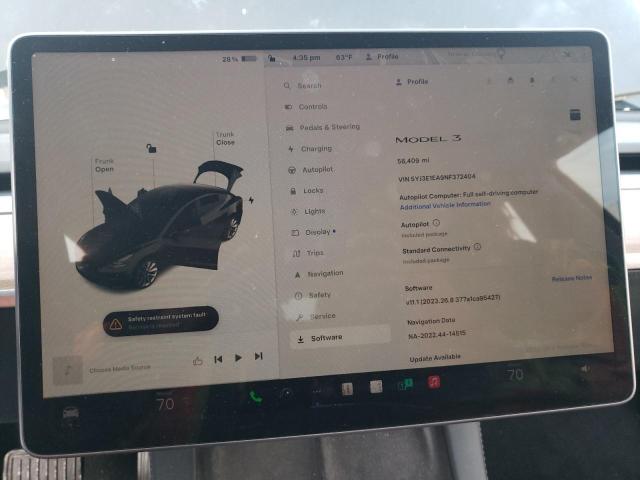 Photo 8 VIN: 5YJ3E1EA9NF372404 - TESLA MODEL 3 