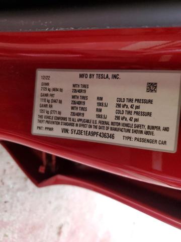 Photo 11 VIN: 5YJ3E1EA9PF436346 - TESLA MODEL 3 