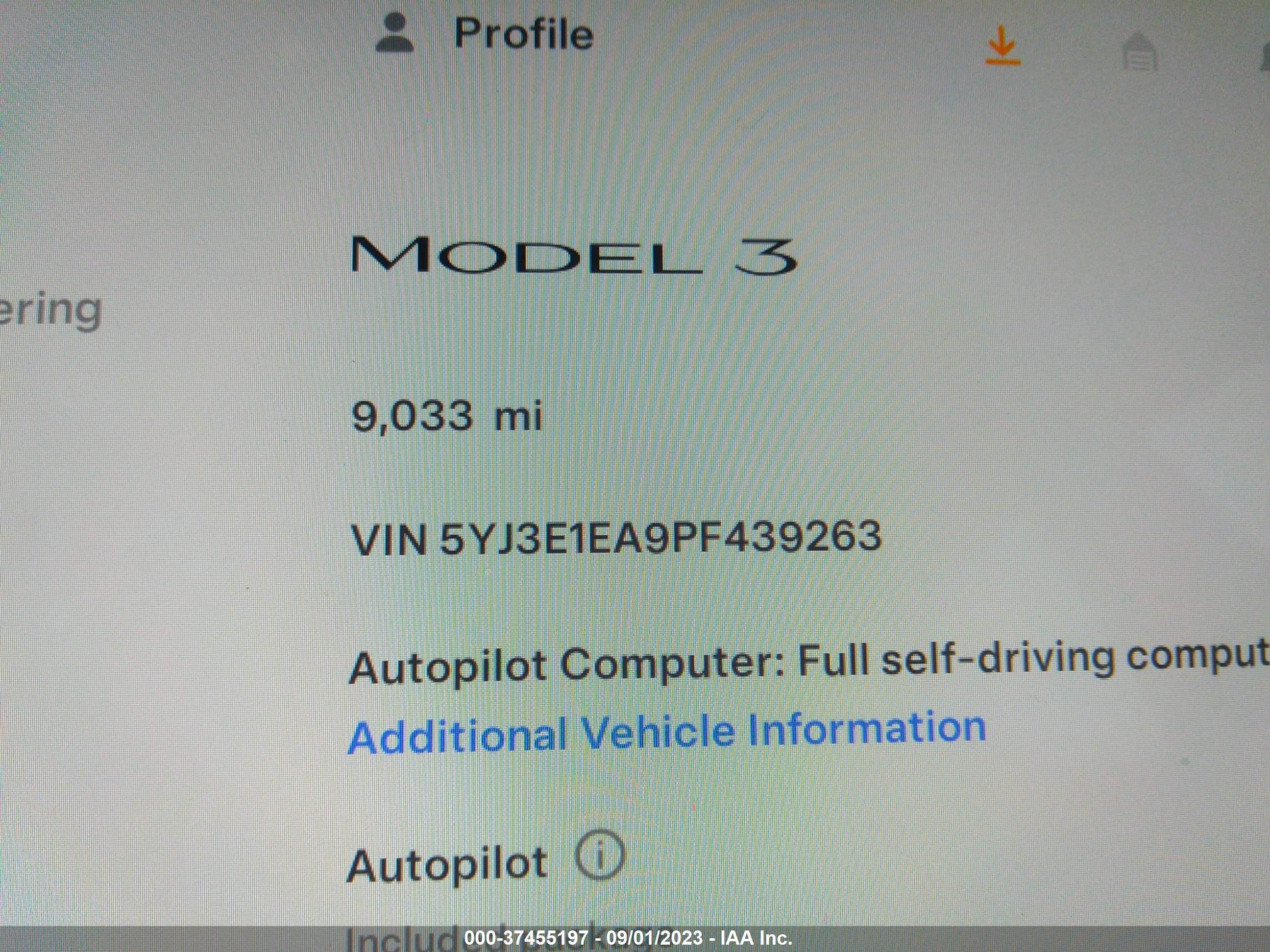 Photo 13 VIN: 5YJ3E1EA9PF439263 - TESLA MODEL 3 